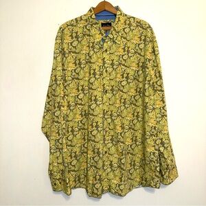 Indigo Palms Retro Feel Floral Shirt Men’s XL Long Sleeve Button Up Cotton